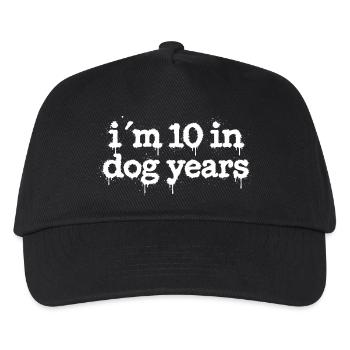 Ich bin 10 in Hundejahren – Graffiti-Splatter - Kinder Basecap - Schwarz - Vorne