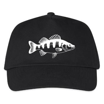 Angler Barsch Fisch Angeln Geschenk Angelsport - Kinder Basecap - Schwarz - Vorne