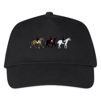 Drei Dressur - Kinder Basecap - Schwarz - Vorne