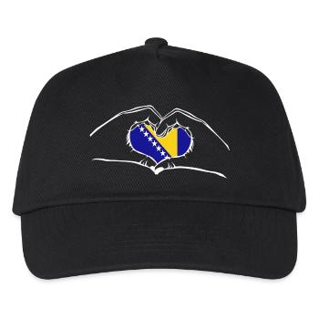 Ich liebe Bosnien und Herzegowina - Herz Hände - Kinder Basecap - Schwarz - Vorne