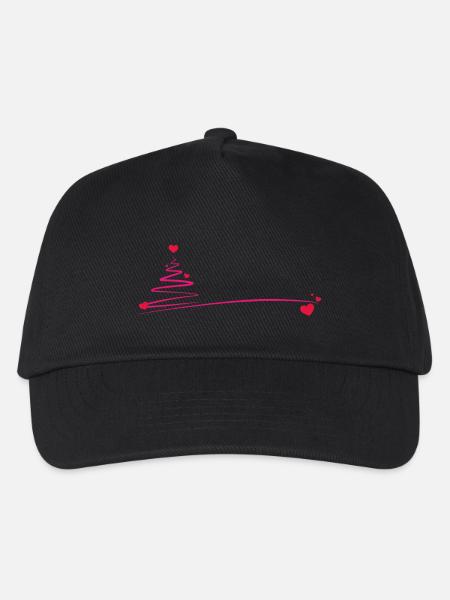 Weihnachtsbaum mit Herzen - Kinder Basecap - Schwarz