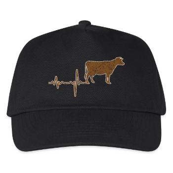 Geschenk Heartbeat Kuh Rind - Kinder Basecap - Schwarz - Vorne