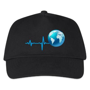 Geschenk Heartbeat Erde Welt Planet - Kinder Basecap - Schwarz - Vorne