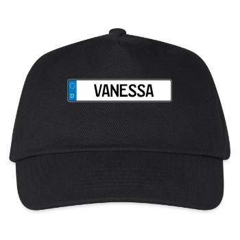 Vanessa Namensschild Geschenk - Kinder Basecap - Schwarz - Vorne