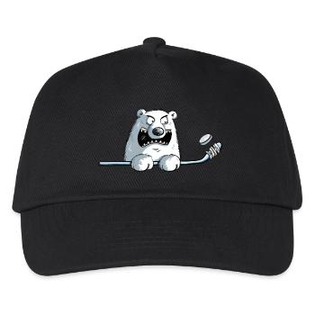Cooler Eisbär Mit Eishockeyschläger I Eishockey - Kinder Basecap - Schwarz - Vorne