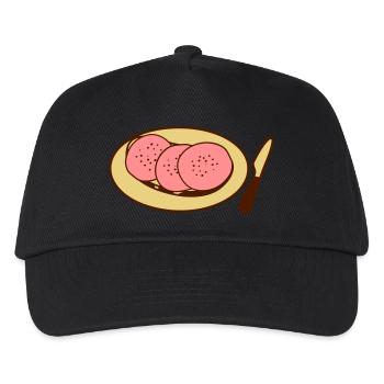 teller messer salami wurstbrot lyoner scheiben fle - Kinder Basecap - Schwarz - Vorne