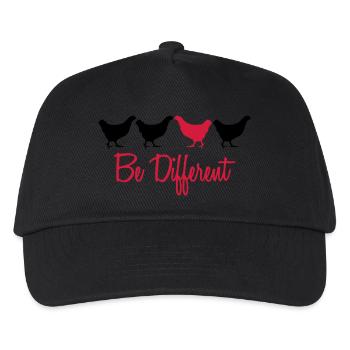 Be Different Huhn mit Text - Kinder Basecap - Schwarz - Vorne
