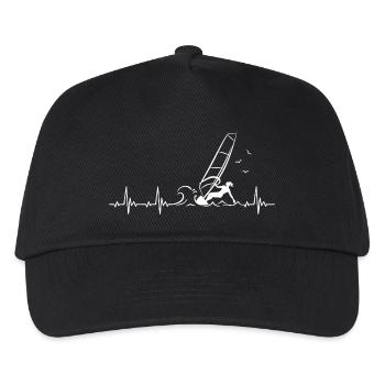 Windsurfing Heartbeat with Windsurfer - Kids’ Baseball Cap - black - Front