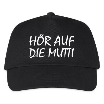 Hör auf die mutti - Kinder Basecap - Schwarz - Vorne