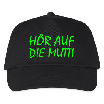 Hör auf die mutti - Kinder Basecap - Schwarz - Vorne