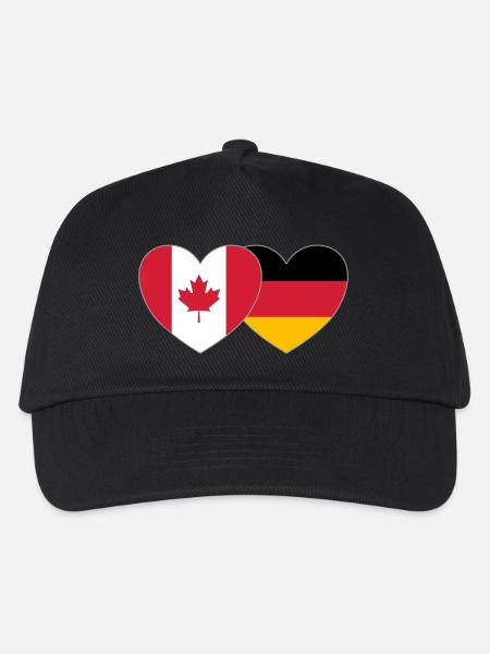 Kanada Deutschland Flagge Herz - Kinder Basecap - Schwarz