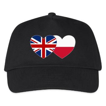 Great Britain Poland Flag Heart - Kids’ Baseball Cap - black - Front