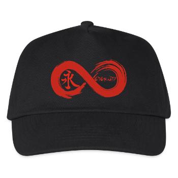 Unendliches Symbol und Ewigkeit auf Japanisch (rot) - Kinder Basecap - Schwarz - Vorne
