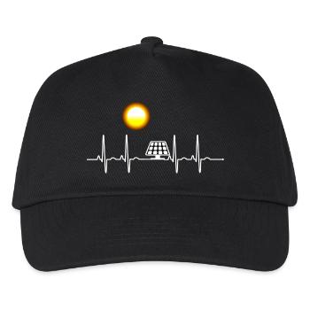 EKG Solarenergie Herzlinie Strom Erzeugen Klima - Kinder Basecap - Schwarz - Vorne