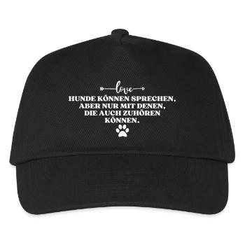 Hund Hunde Hundespruch Hundemensch Hundeliebe - Kinder Basecap - Schwarz - Vorne