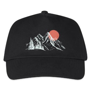 Purpurrote Sonne über schneebedeckten Gipfeln - Kinder Basecap - Schwarz - Vorne