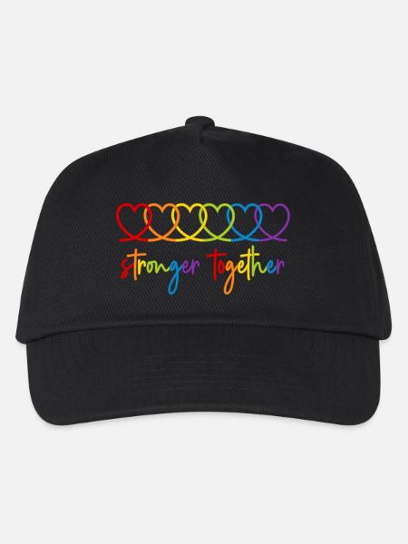 Stronger together Regenbogen Herzen Pride Month - Kinder Basecap - Schwarz