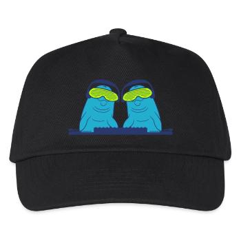 Zwei Lustige Delfine DJ Team Mischpult Party Musik - Kinder Basecap - Schwarz - Vorne