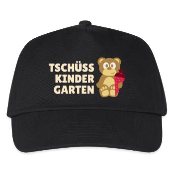 Teddy Tschüss Kindergarten - Kinder Basecap - Schwarz - Vorne