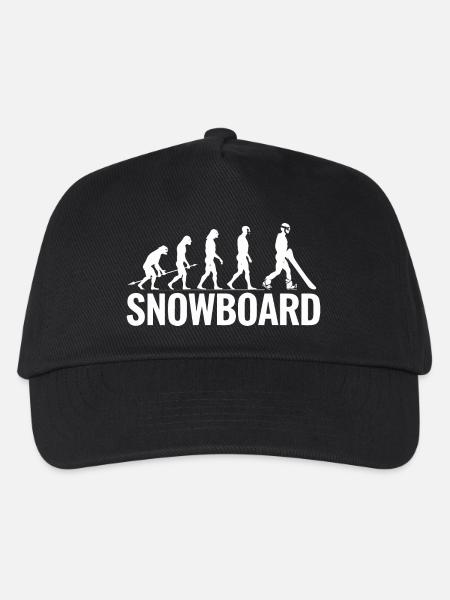Evolution zum Snowboarder - Lustige Kunst - Kinder Basecap - Schwarz