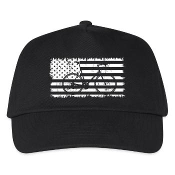 Bicycle American Flag - Kids’ Baseball Cap - black - Front