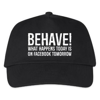 Verhalten was heute passiert, ist morgen auf Facebook - Kinder Basecap - Schwarz - Vorne
