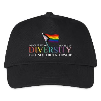 Bunte Regenbogenfahne Diversität - Kinder Basecap - Schwarz - Vorne