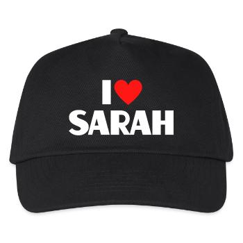 I love Sarah Red Heart Romantic Name Fan - Kids’ Baseball Cap - black - Front