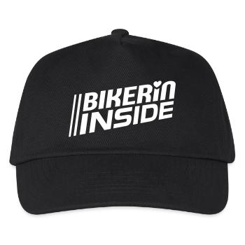 Bikerin inside Schriftzug (Farbe änderbar) - Kinder Basecap - Schwarz - Vorne