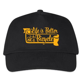 Life is better on a bicycle Radfahren Spruch Sport - Kinder Basecap - Schwarz - Vorne