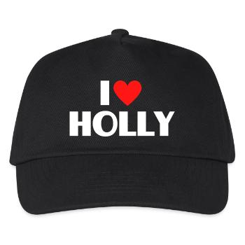 Ich liebe Holly rotes Herz Retro Statement  - Kinder Basecap - Schwarz - Vorne