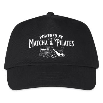 Matcha & Pilates: Dein tägliches Wellness-Duo - Kinder Basecap - Schwarz - Vorne