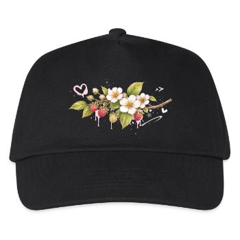 Raspberry branch with flowers graffiti style - Kids’ Baseball Cap - black - Front