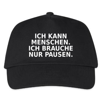 Ich kann Menschen ich brauche nur Pausen - Kinder Basecap - Schwarz - Vorne