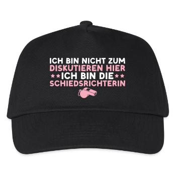 Schiri Nicht zum diskutieren hier Schiedsrichterin - Kinder Basecap - Schwarz - Vorne