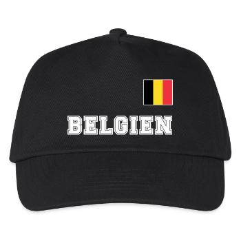 BELGIEN Trikot Look - Nationalflagge Fahne Flagge - Kinder Basecap - Schwarz - Vorne