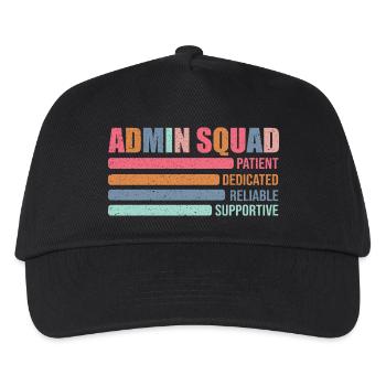 Admin Squad: Geduldig Unterstützend - Kinder Basecap - Schwarz - Vorne