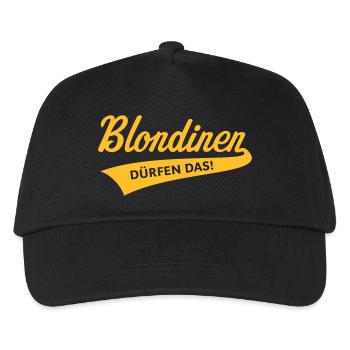 Blondinen Dürfen Das! (Blondine / Blond / V2 Gold) - Kinder Basecap - Schwarz - Vorne