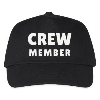 Crew Member Rund Modern Team Staff Event Gruppe - Kinder Basecap - Schwarz - Vorne