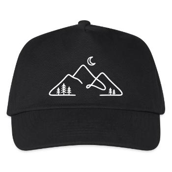 Minimalist mountain silhouette with moon - Kids’ Baseball Cap - black - Front