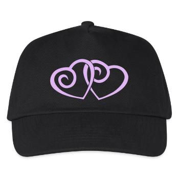 Double Hearts in Love Line Art - Kids’ Baseball Cap - black - Front