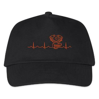 V2 Shovelhead Heartbeat orange - Kids’ Baseball Cap - black - Front