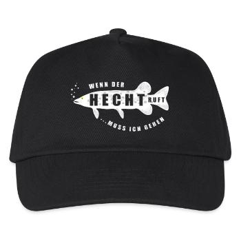 Hecht | Hechte Angeln Angler Angelrute Fische See - Kinder Basecap - Schwarz - Vorne