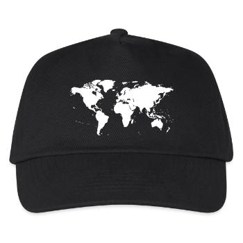worldmap landkarte globus - Kinder Basecap - Schwarz - Vorne