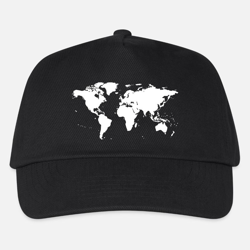 worldmap landkarte globus - Kinder Basecap - Schwarz