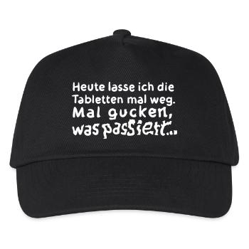 Tabletten weg – Spruch T-Shirt – Geschenkidee - Kinder Basecap - Schwarz - Vorne