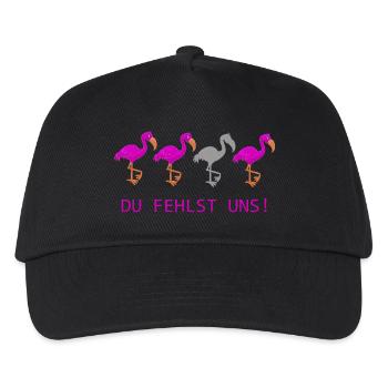 Du fehlst uns süße Flamingos - Kinder Basecap - Schwarz - Vorne
