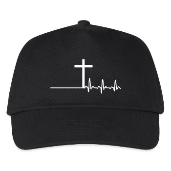 Heart Line Heart Rate Heartbeat Jesus Cross - Kids’ Baseball Cap - black - Front