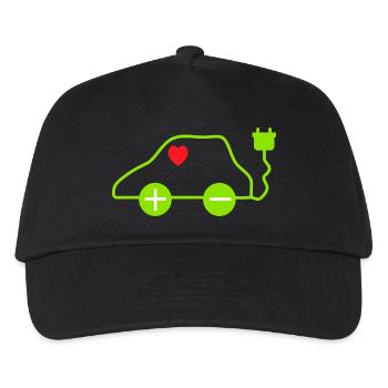 Grünes E-Auto Herz Design - Kinder Basecap - Schwarz - Vorne