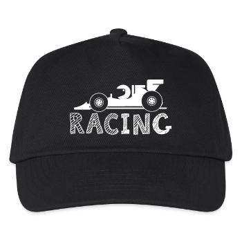 Racing Symbol Formel Formula Kinder comic Rennauto - Kinder Basecap - Schwarz - Vorne